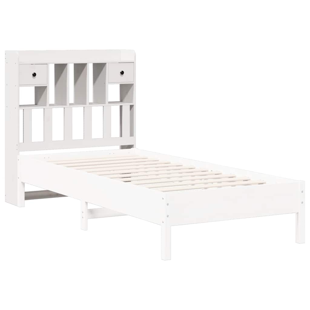 Testiera con Ripiani Bianca 90 cm in Legno Massello di Pino