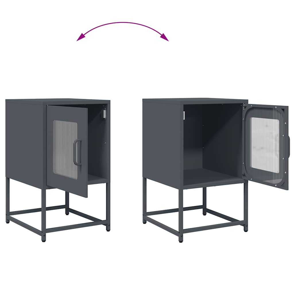 Comodino Antracite 36x39x60,5 cm in Acciaio Laminato a Freddo - homemem39