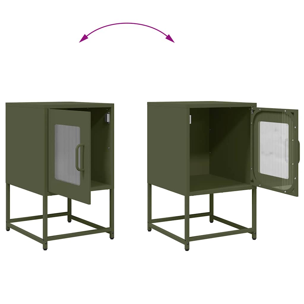 Comodino Verde Oliva 36x39x60,5 cm in Acciaio Laminato a Freddo - homemem39
