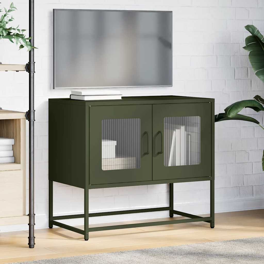 Mobile TV Verde Oliva 68x39x60,5cm in Acciaio Laminato a Freddo - homemem39