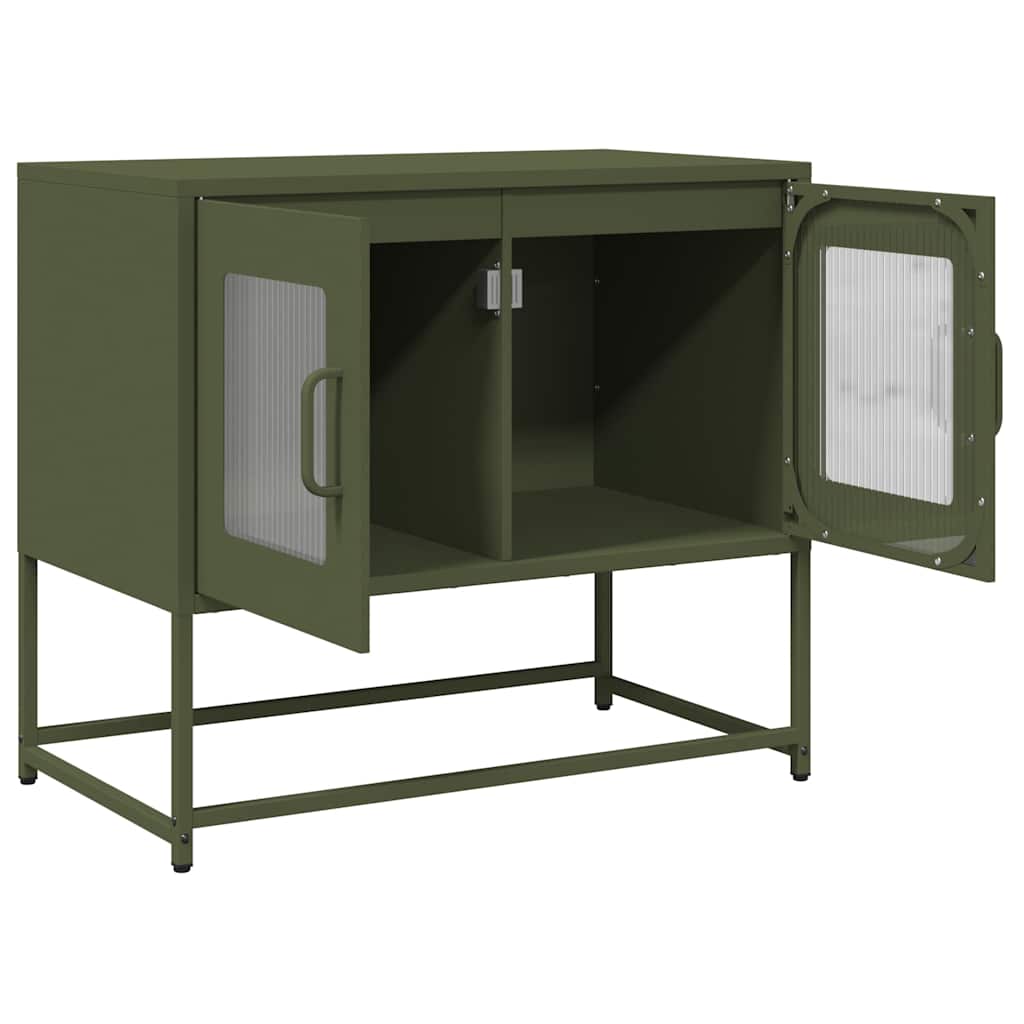 Mobile TV Verde Oliva 68x39x60,5cm in Acciaio Laminato a Freddo - homemem39