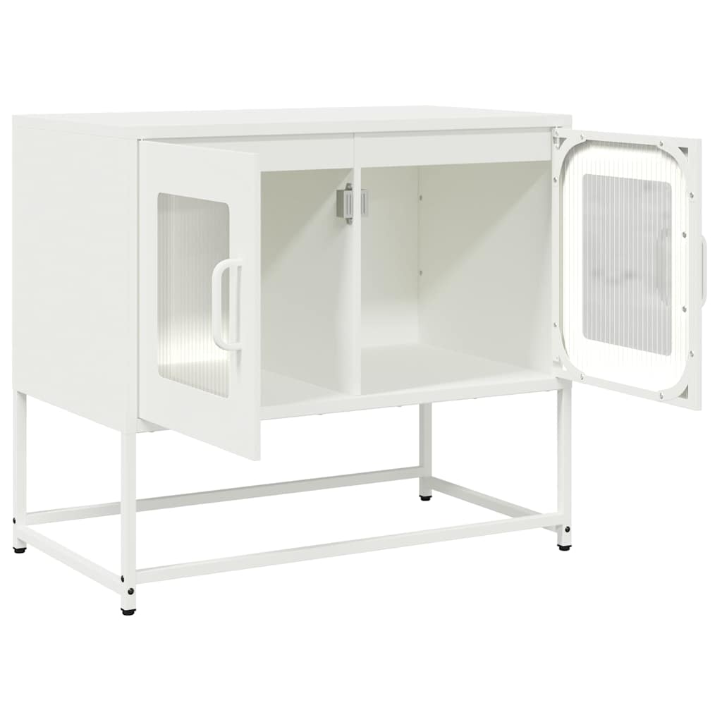 Mobile TV Bianco 68x39x60,5 cm in Acciaio Laminato a Freddo - homemem39