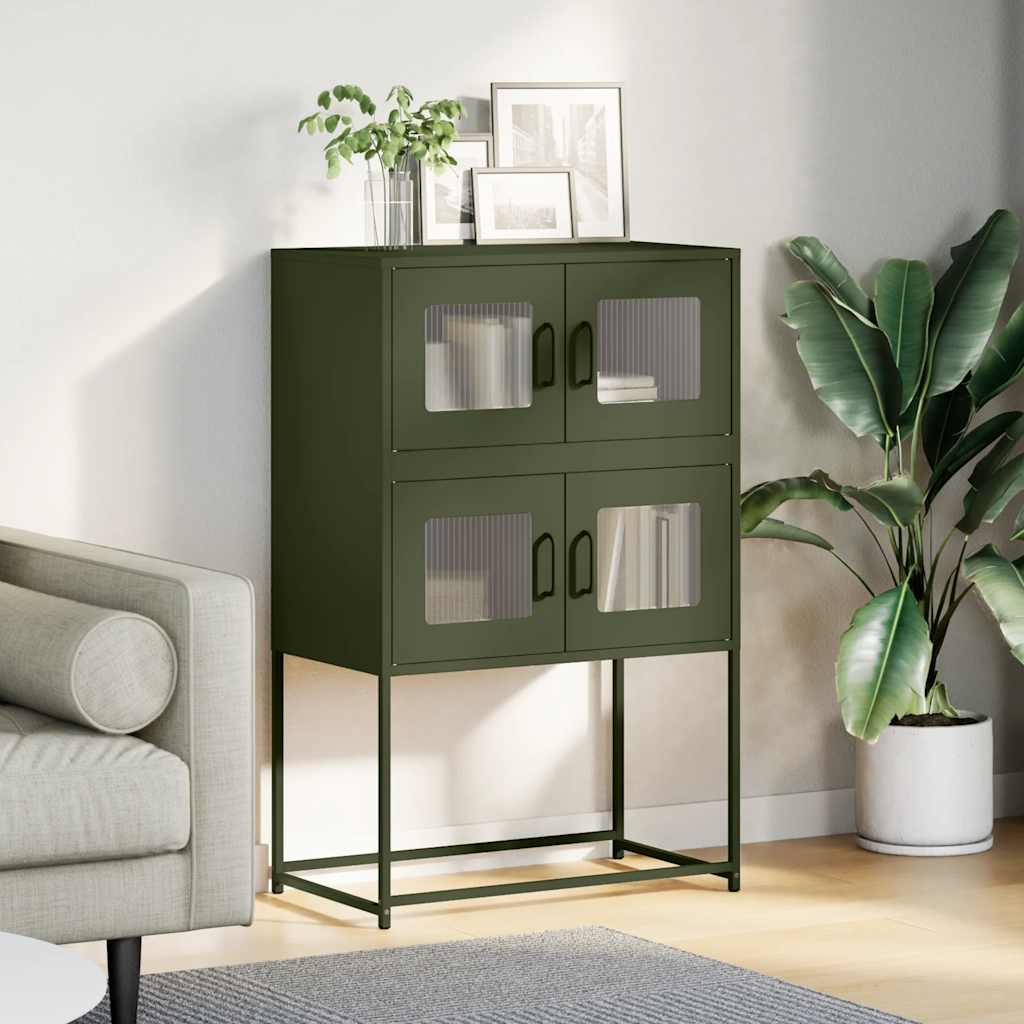 Credenza Verde Oliva 68x39x107 cm in Acciaio - homemem39