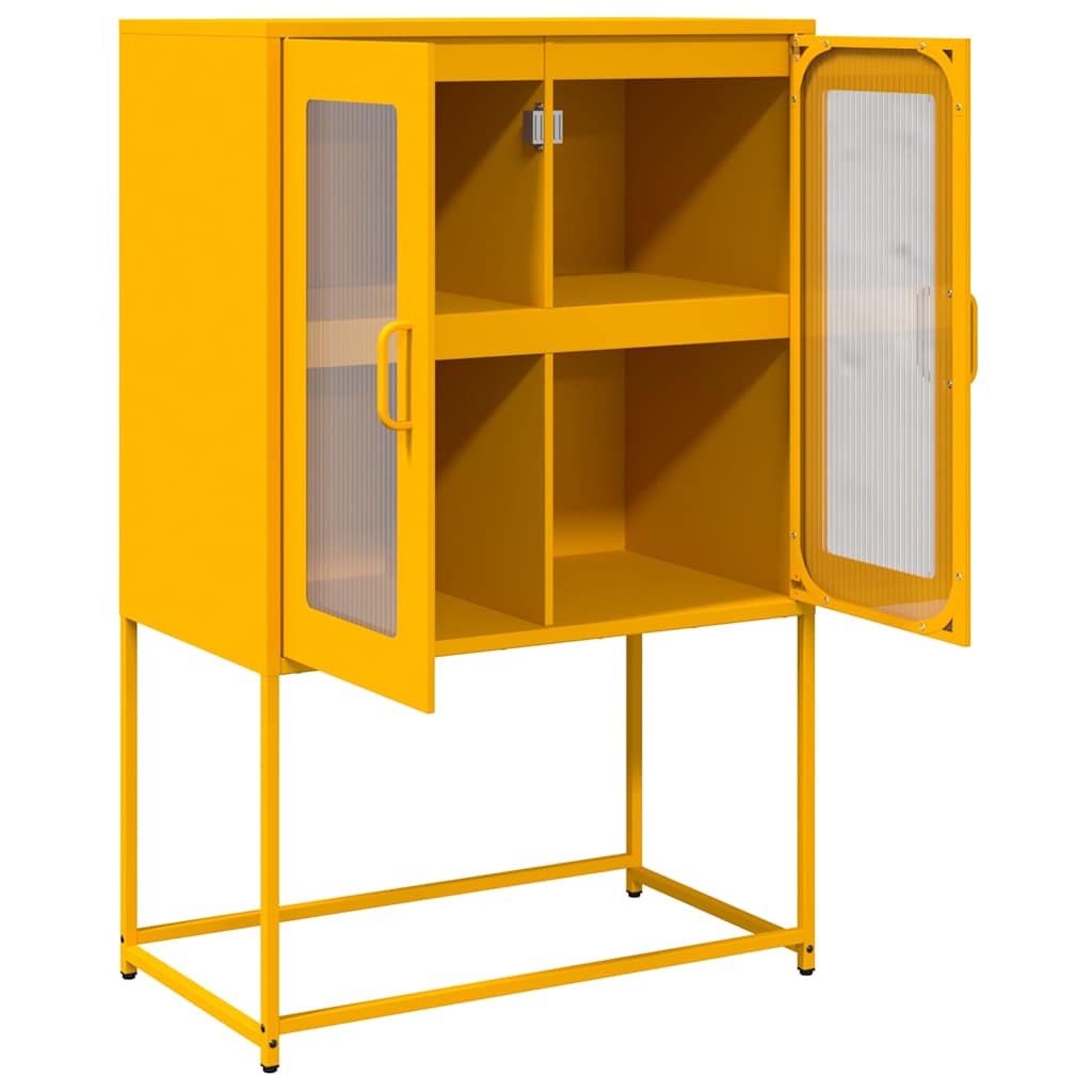 Credenza Giallo Senape 68x39x107 cm in Acciaio - homemem39