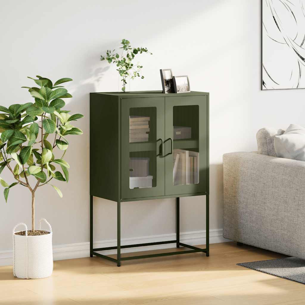 Credenza Verde Oliva 68x39x107 cm in Acciaio - homemem39