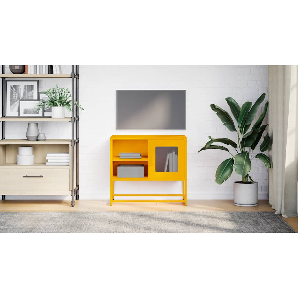 Mobile TV Giallo Senape 68x39x60,5 cm in Acciaio - homemem39