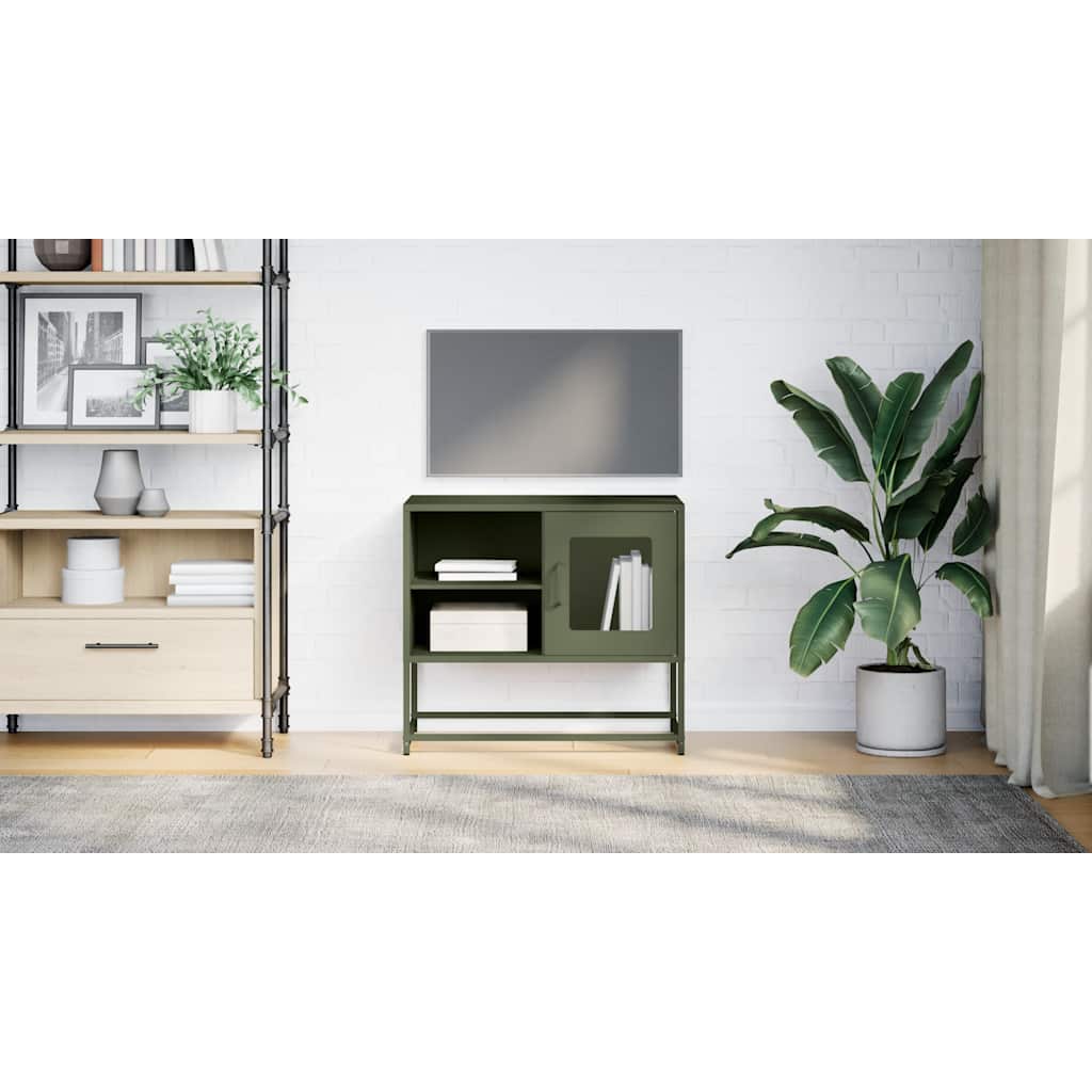 Mobile TV Verde Oliva 68x39x60,5 cm in Acciaio - homemem39