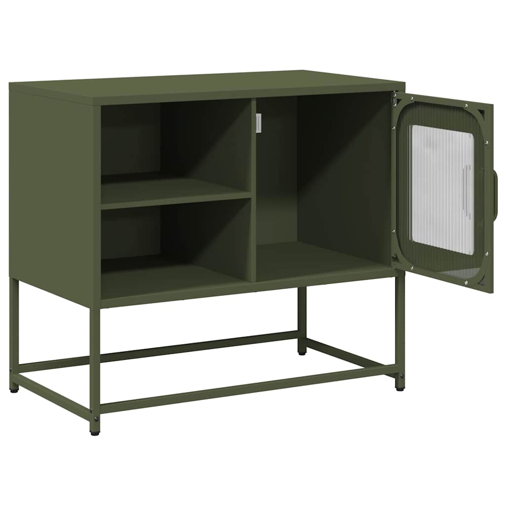 Mobile TV Verde Oliva 68x39x60,5 cm in Acciaio - homemem39