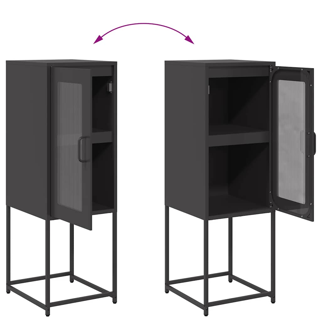 Credenza Nera 36x39x107 cm in Acciaio Laminato a Freddo - homemem39