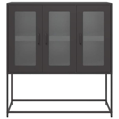 Credenza Nera 100,5x39x107 cm in Acciaio Laminato a Freddo - homemem39