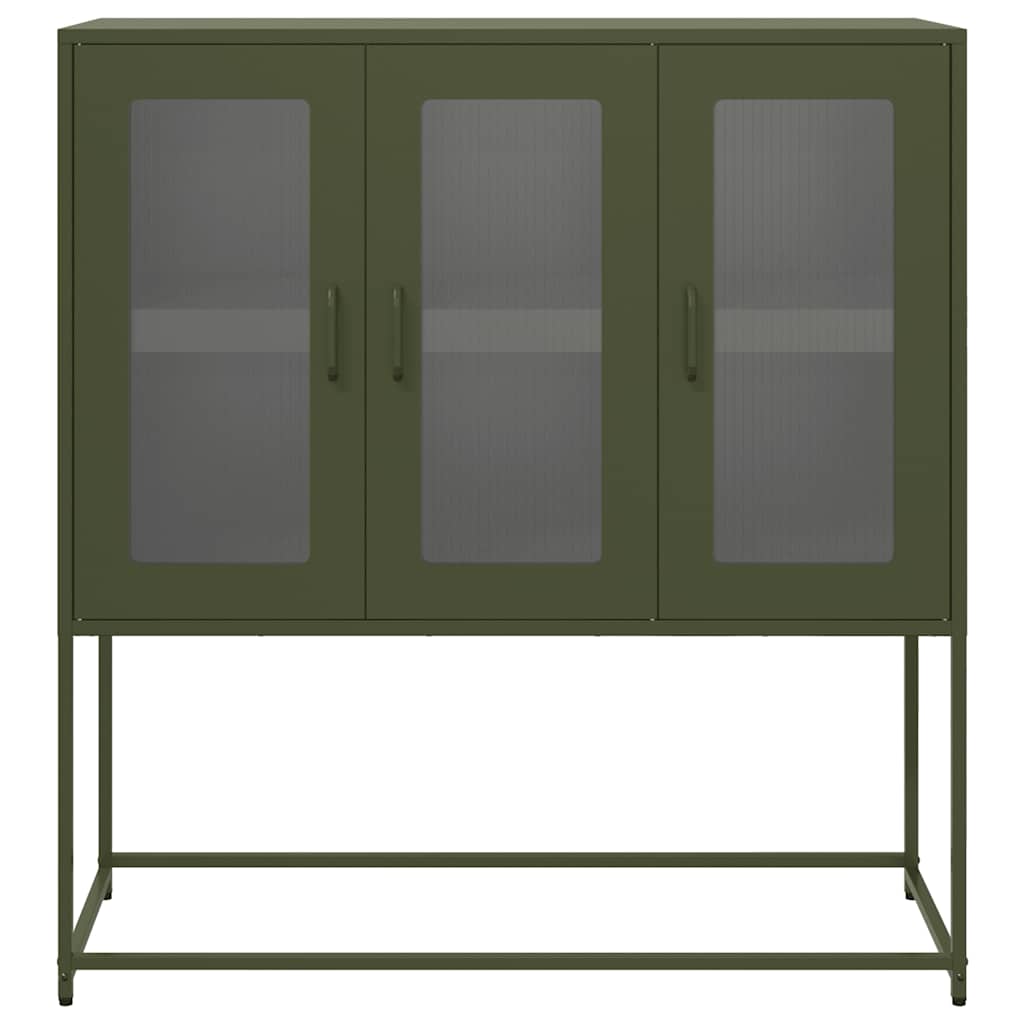 Credenza Verde Oliva 100,5x39x107 cm Acciaio Laminato a Freddo - homemem39