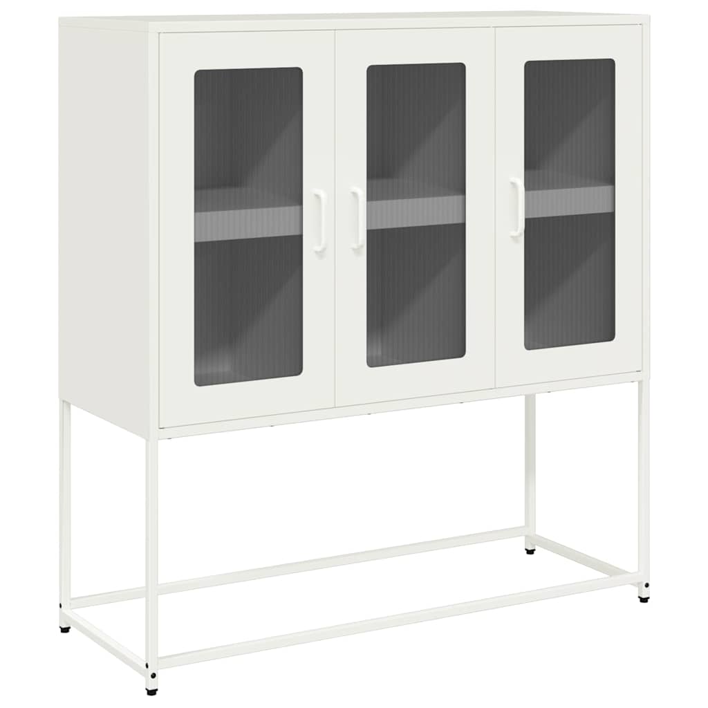 Credenza Bianca 100,5x39x107 cm in Acciaio Laminato a Freddo - homemem39