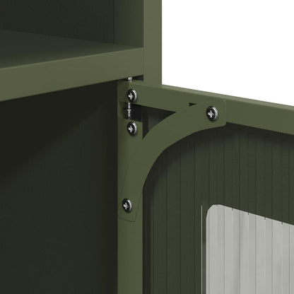 Comodino Verde Oliva 36x39x78 cm in Acciaio Laminato a Freddo - homemem39