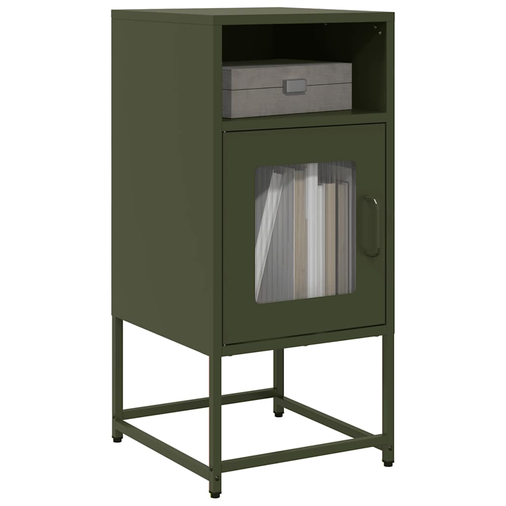 Comodino Verde Oliva 36x39x78 cm in Acciaio Laminato a Freddo - homemem39