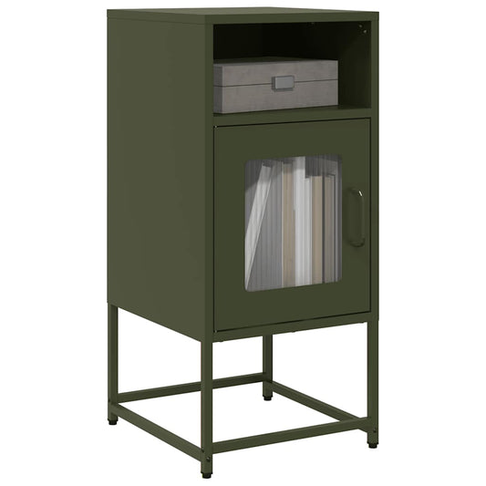 Comodino Verde Oliva 36x39x78 cm in Acciaio Laminato a Freddo - homemem39