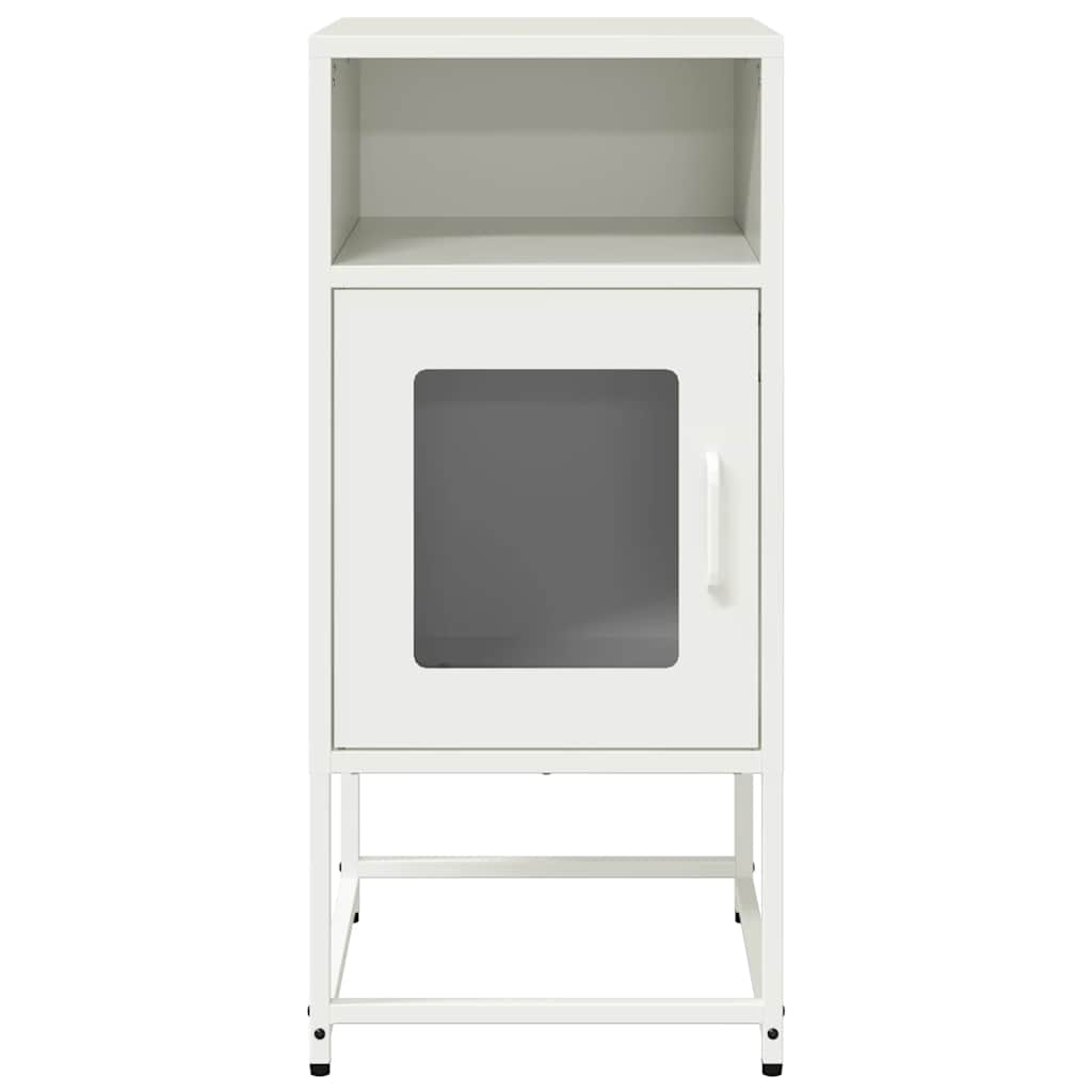 Comodino Bianco 36x39x78 cm in Acciaio Laminato a Freddo - homemem39