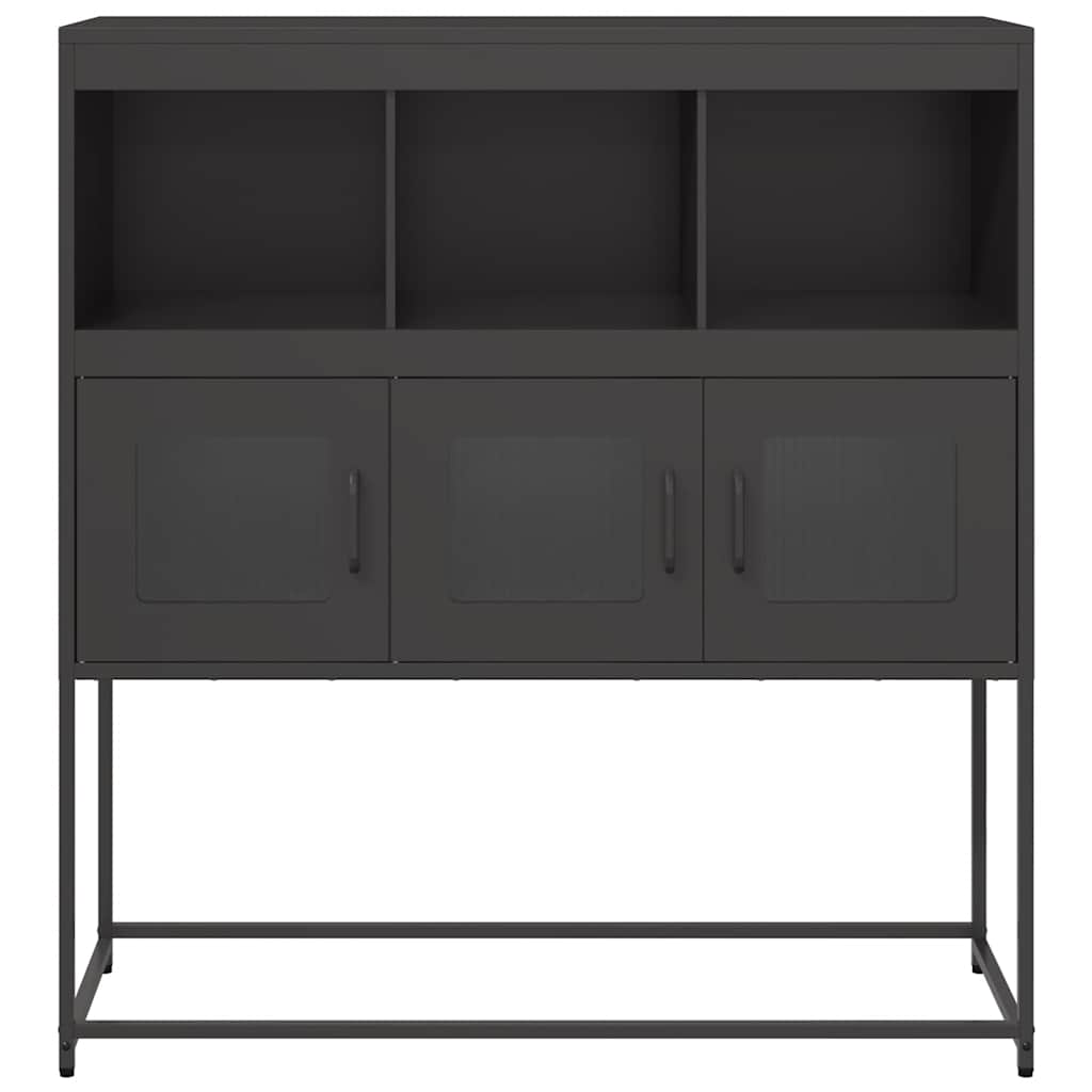 Credenza Nera 100,5x39x107 cm in Acciaio Laminato a Freddo - homemem39