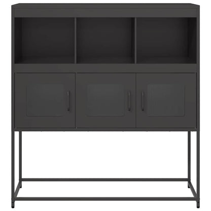 Credenza Nera 100,5x39x107 cm in Acciaio Laminato a Freddo - homemem39