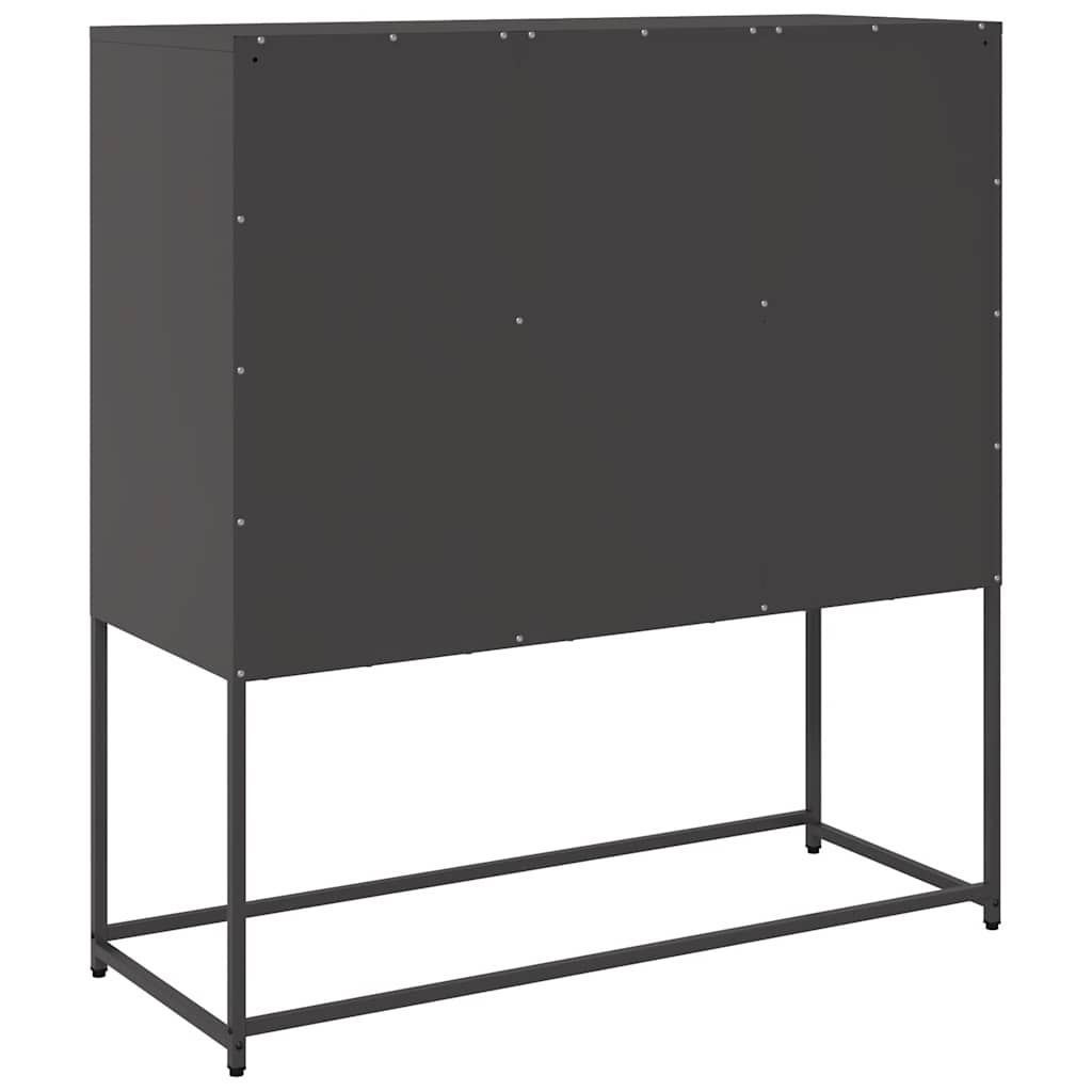 Credenza Nera 100,5x39x107 cm in Acciaio Laminato a Freddo - homemem39