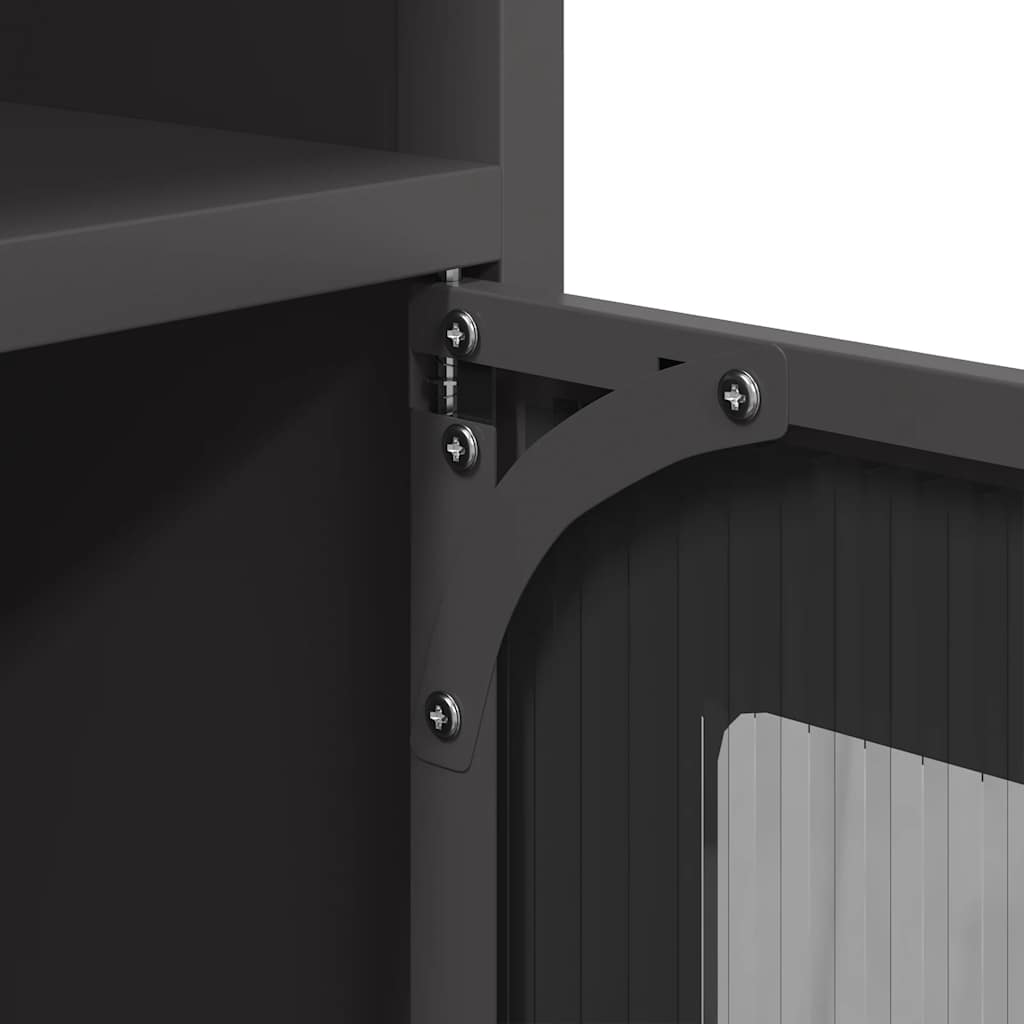 Credenza Nera 100,5x39x107 cm in Acciaio Laminato a Freddo - homemem39