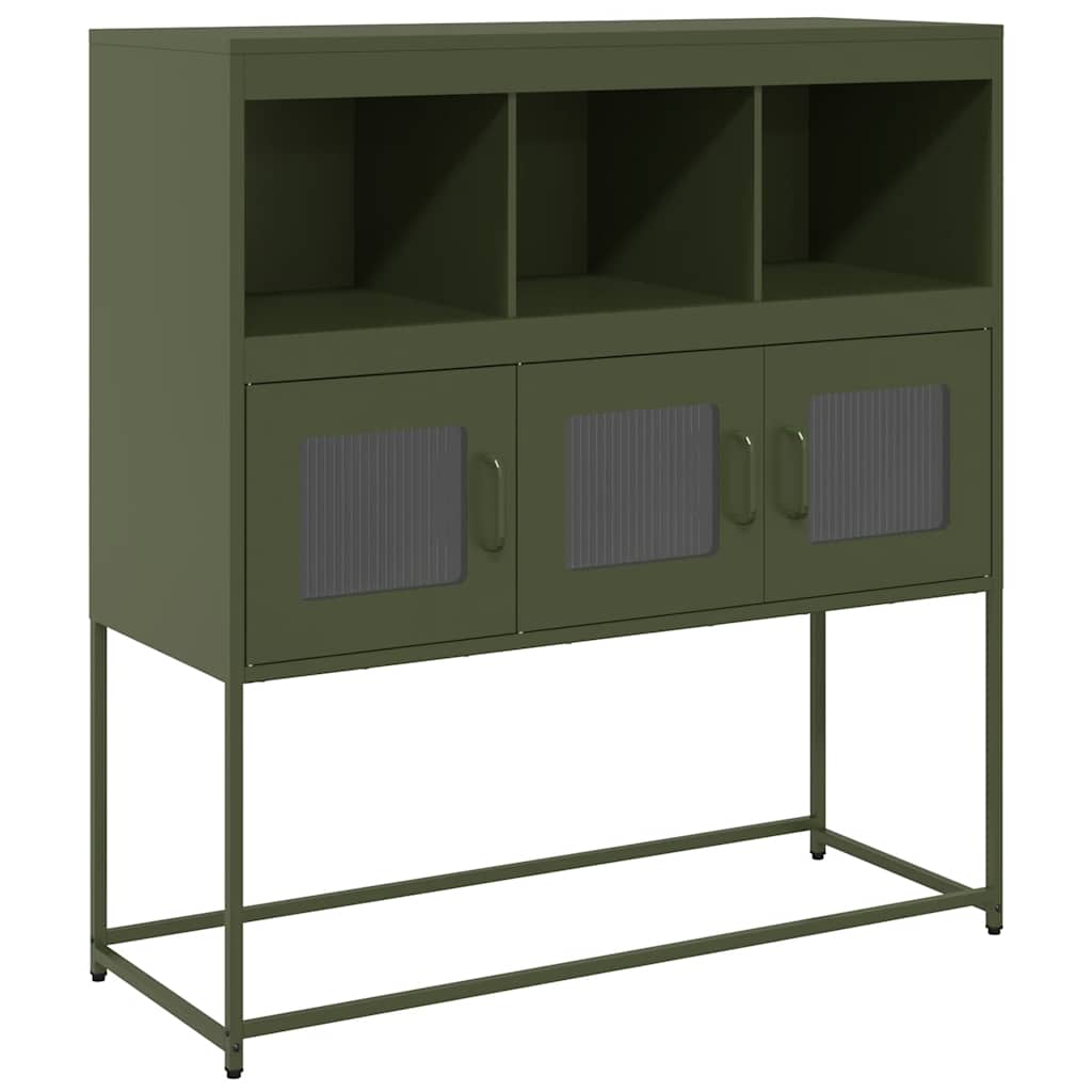 Credenza Verde Oliva 100,5x39x107 cm Acciaio Laminato a Freddo - homemem39