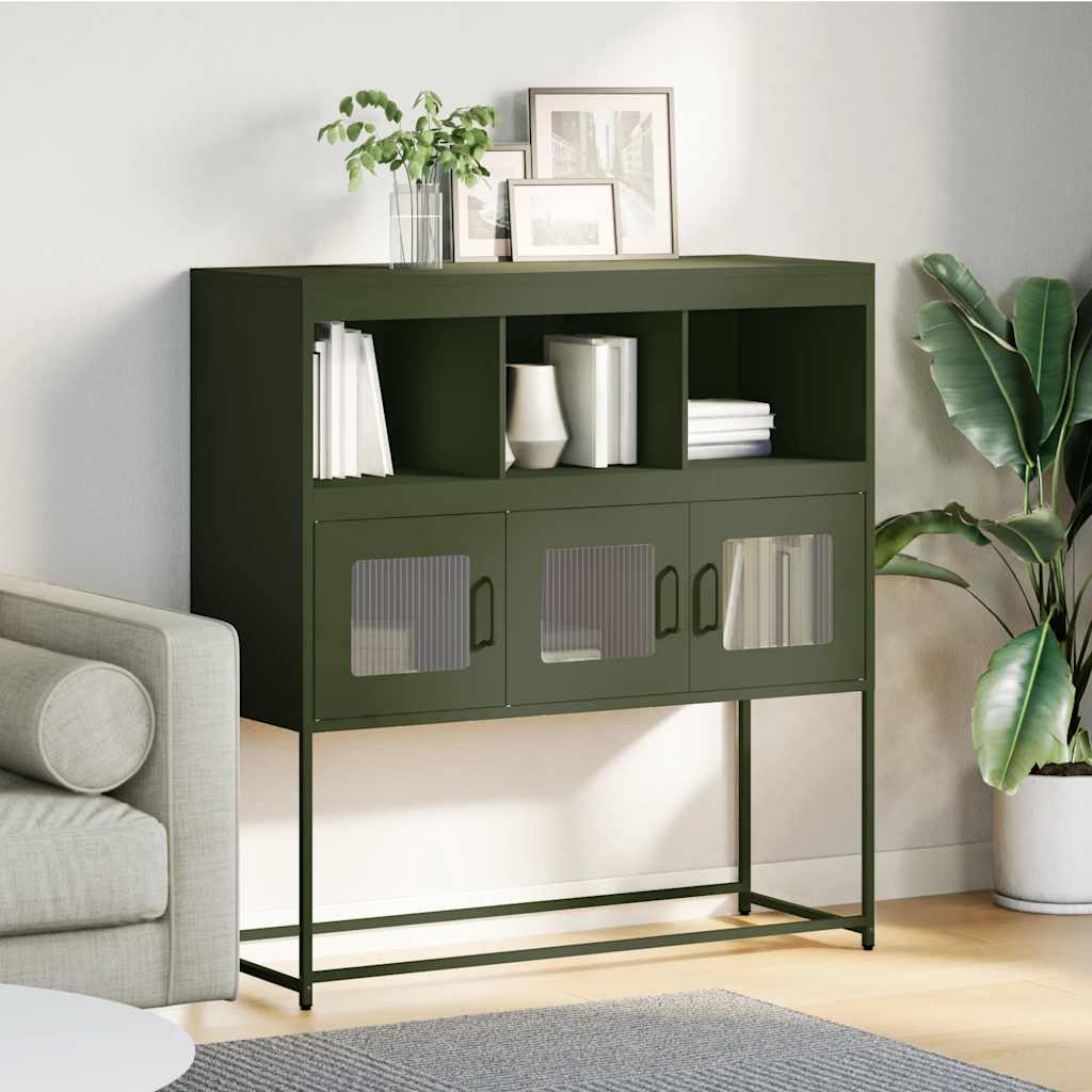 Credenza Verde Oliva 100,5x39x107 cm Acciaio Laminato a Freddo - homemem39