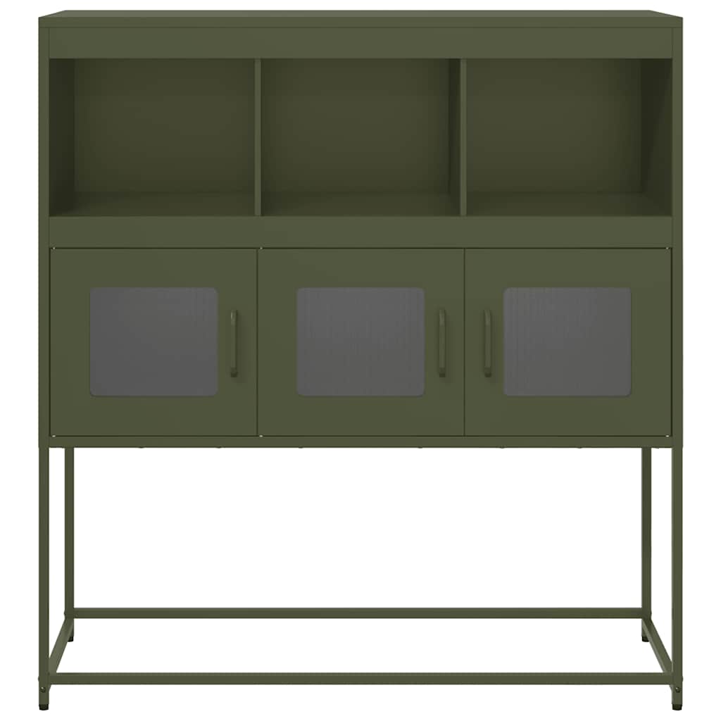 Credenza Verde Oliva 100,5x39x107 cm Acciaio Laminato a Freddo - homemem39
