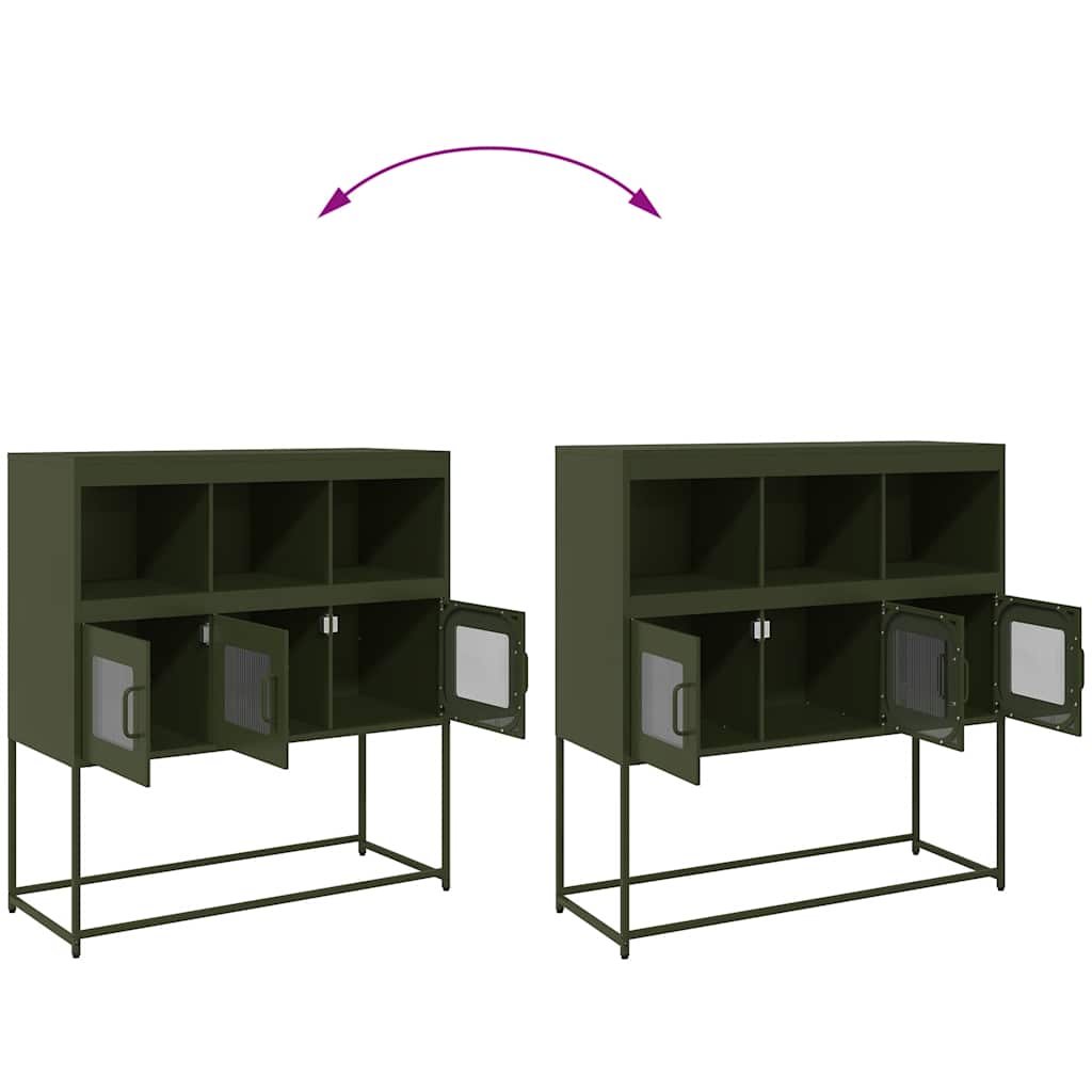 Credenza Verde Oliva 100,5x39x107 cm Acciaio Laminato a Freddo - homemem39