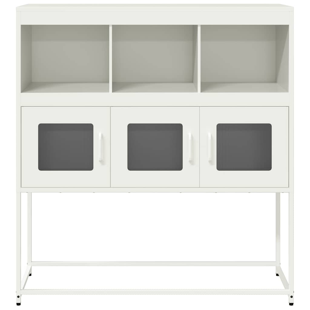 Credenza Bianca 100,5x39x107 cm in Acciaio Laminato a Freddo - homemem39