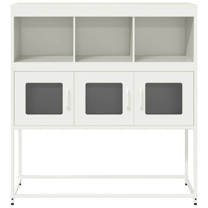 Credenza Bianca 100,5x39x107 cm in Acciaio Laminato a Freddo - homemem39