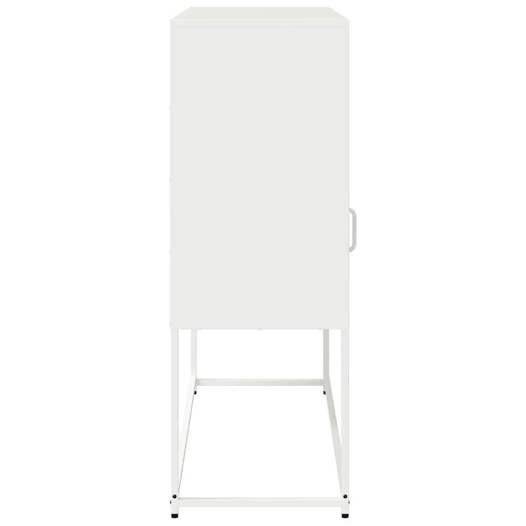 Credenza Bianca 100,5x39x107 cm in Acciaio Laminato a Freddo - homemem39