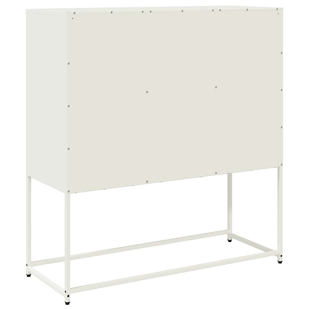Credenza Bianca 100,5x39x107 cm in Acciaio Laminato a Freddo - homemem39