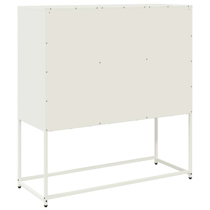 Credenza Bianca 100,5x39x107 cm in Acciaio Laminato a Freddo - homemem39