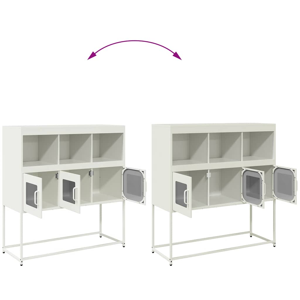 Credenza Bianca 100,5x39x107 cm in Acciaio Laminato a Freddo - homemem39