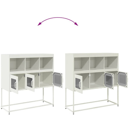 Credenza Bianca 100,5x39x107 cm in Acciaio Laminato a Freddo - homemem39