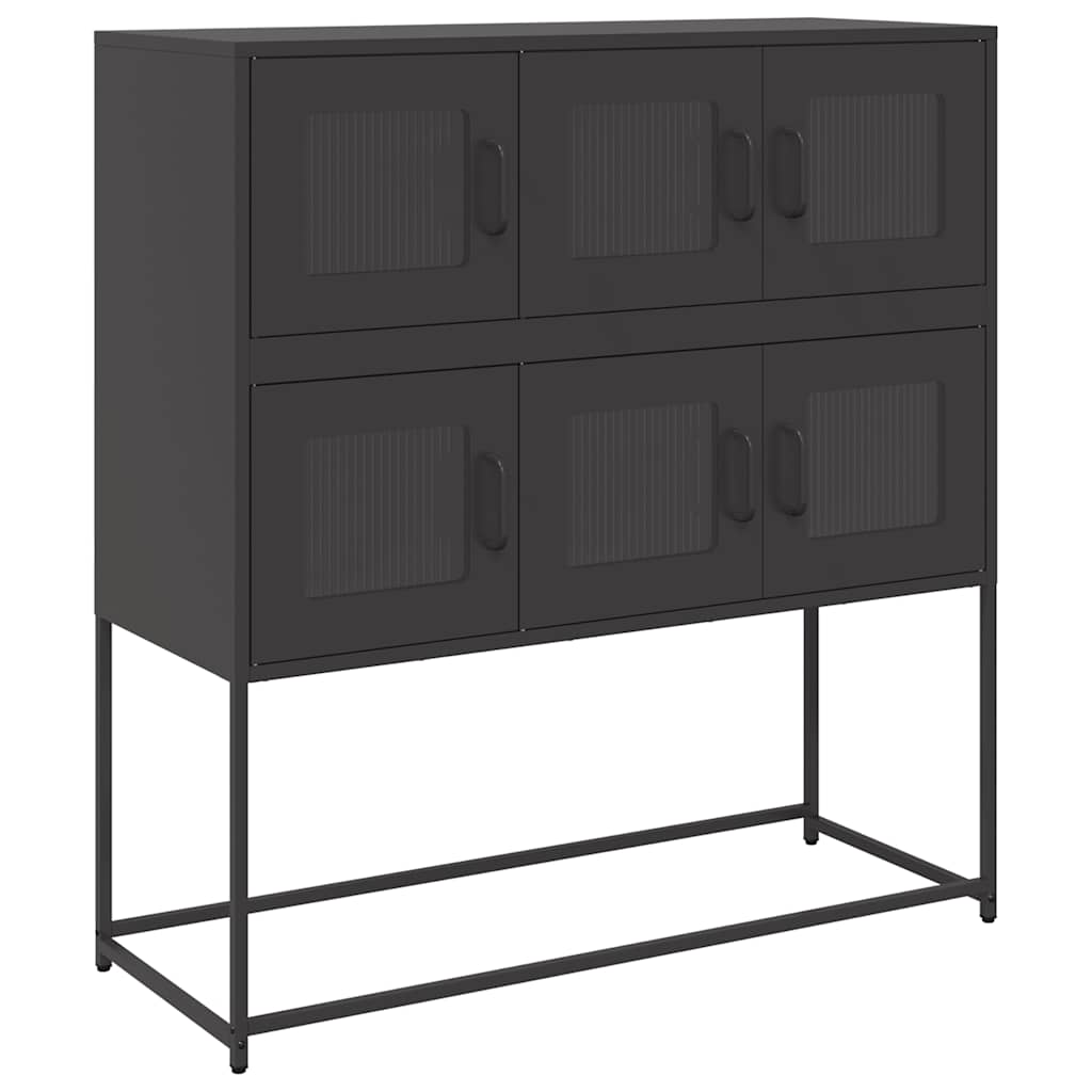 Credenza Nera 100,5x39x107 cm in Acciaio Laminato a Freddo - homemem39