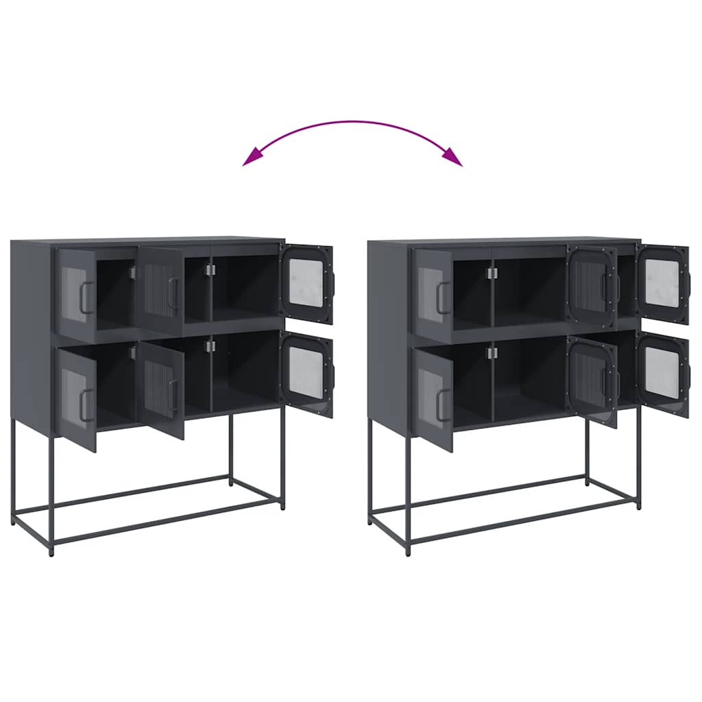 Credenza Antracite 100,5x39x107 cm in Acciaio Laminato a Freddo - homemem39