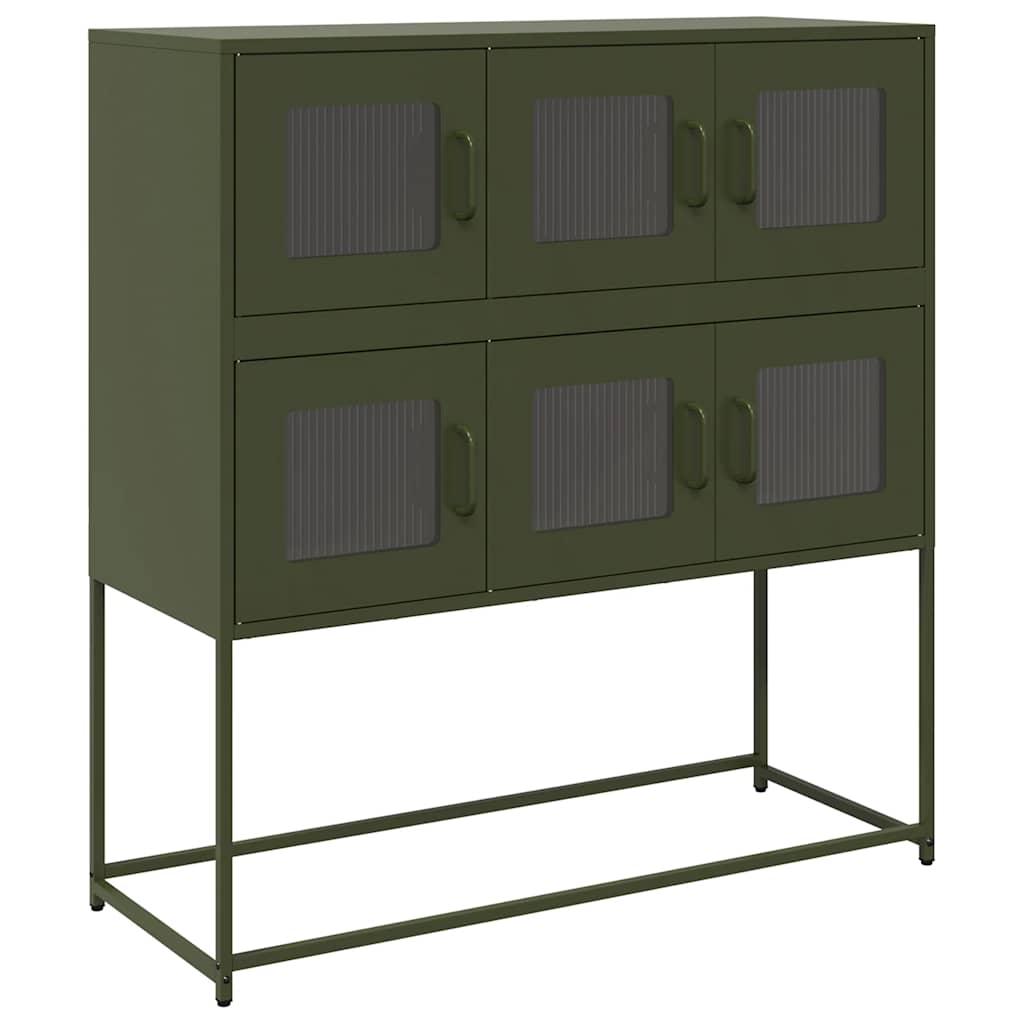 Credenza Verde Oliva 100,5x39x107 cm Acciaio Laminato a Freddo - homemem39