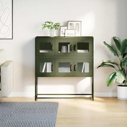 Credenza Verde Oliva 100,5x39x107 cm Acciaio Laminato a Freddo - homemem39