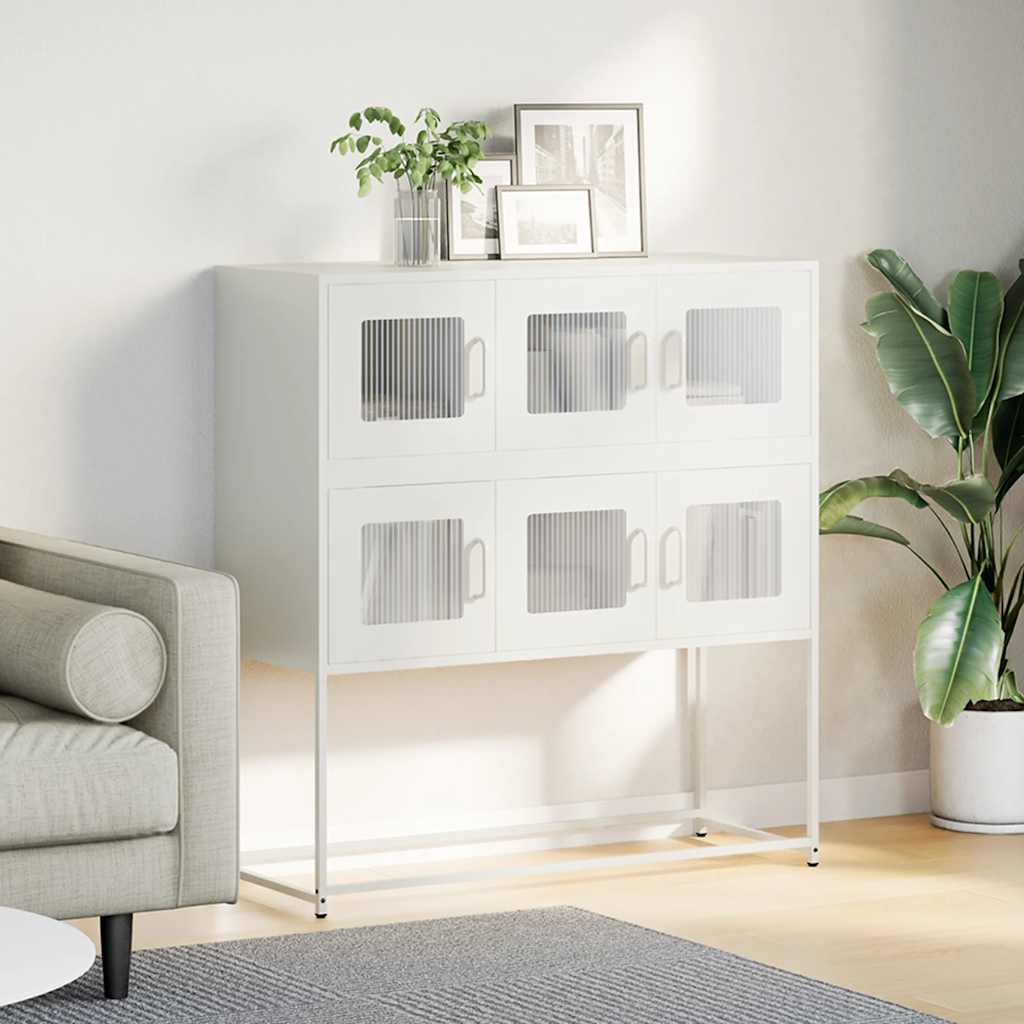 Credenza Bianca 100,5x39x107 cm in Acciaio Laminato a Freddo - homemem39