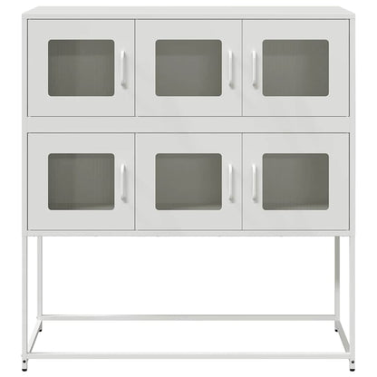 Credenza Bianca 100,5x39x107 cm in Acciaio Laminato a Freddo - homemem39