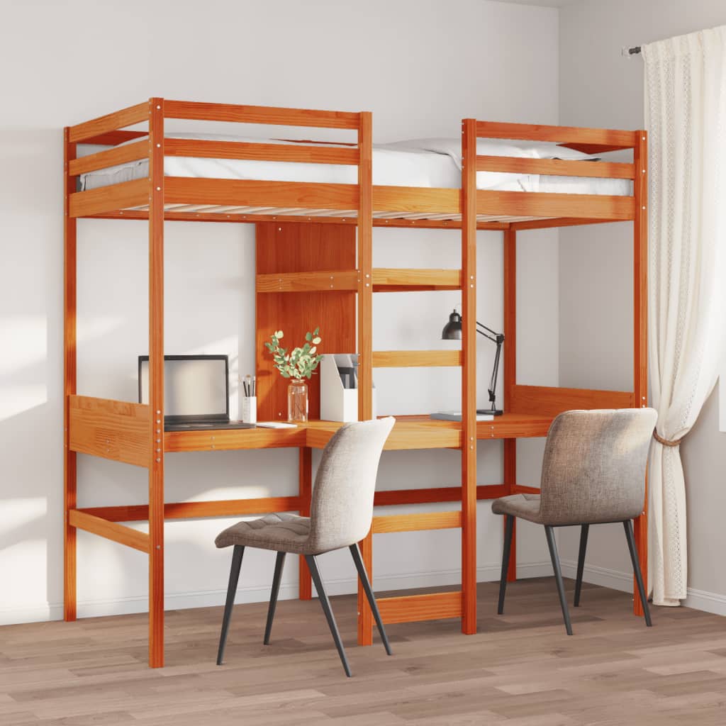 Giroletto Soppalco Scrivanie Ripiani Marrone Cera 90x200cm Pino | homemem39