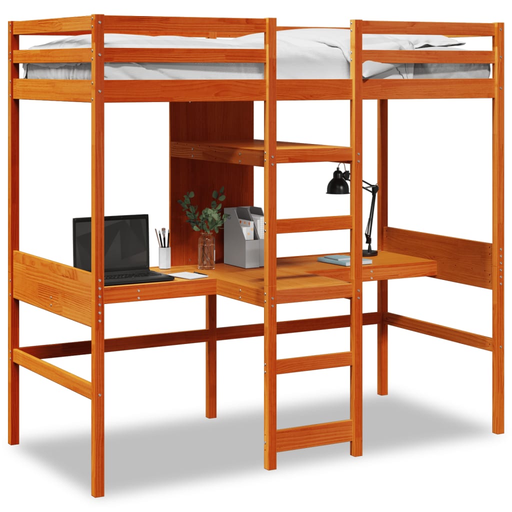 Giroletto Soppalco senza Materasso Marrone Cera 80x200cm Pino | homemem39