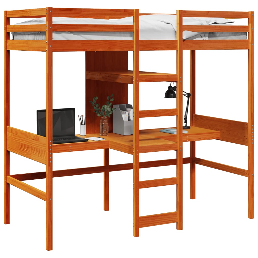 Giroletto Soppalco senza Materasso Marrone Cera 80x200cm Pino