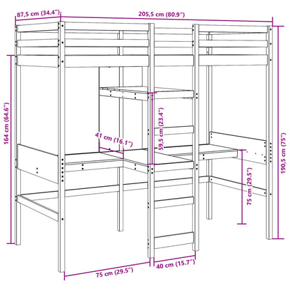 Giroletto Soppalco senza Materasso Marrone Cera 80x200cm Pino | homemem39