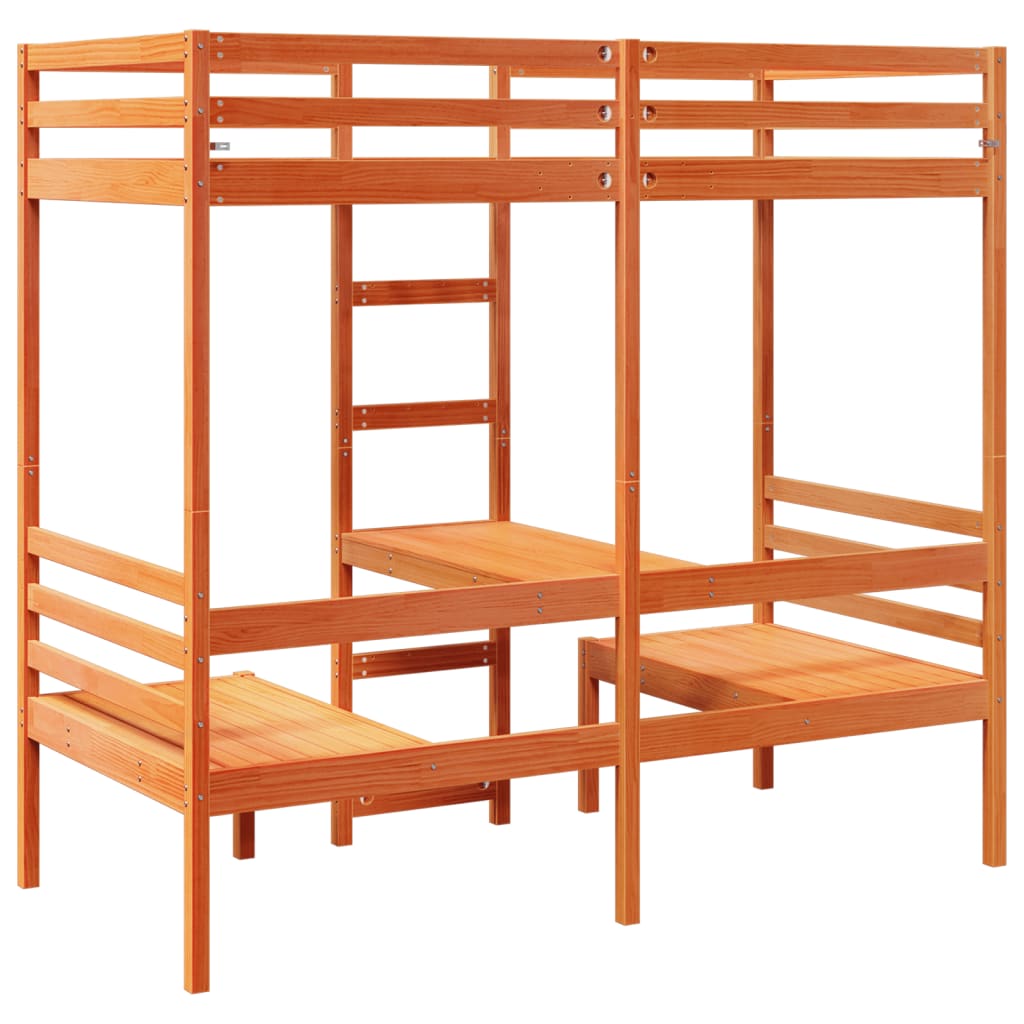 Giroletto Soppalco Scrivania e Sedie Marrone Cera 90x200cm Pino | homemem39