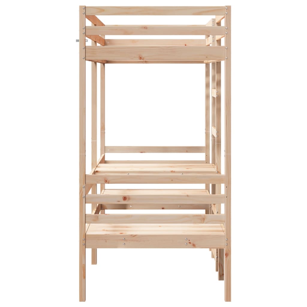 Giroletto Soppalco con Scrivania e Sedie 80x200cm Legno Pino