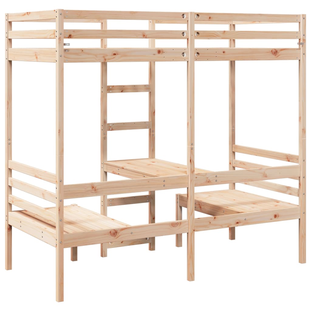 Giroletto Soppalco con Scrivania e Sedie 90x190cm Legno Pino | homemem39