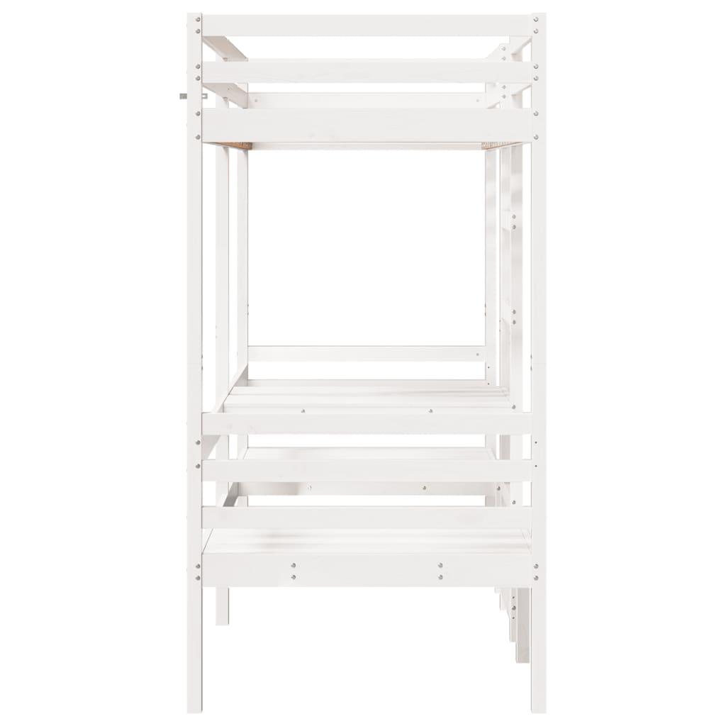 Giroletto Soppalco con Scrivania e Sedie Bianco 90x190cm Pino