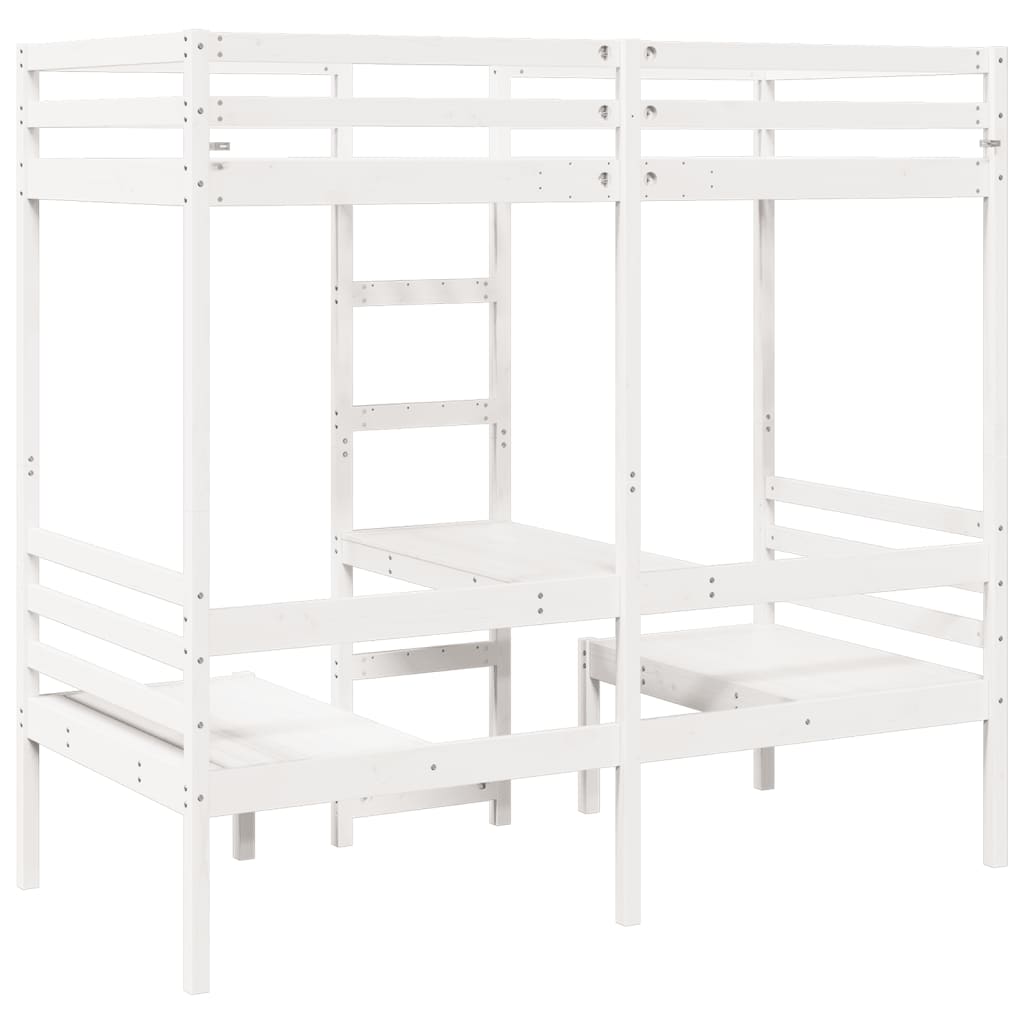 Giroletto Soppalco con Scrivania e Sedie Bianco 90x190cm Pino
